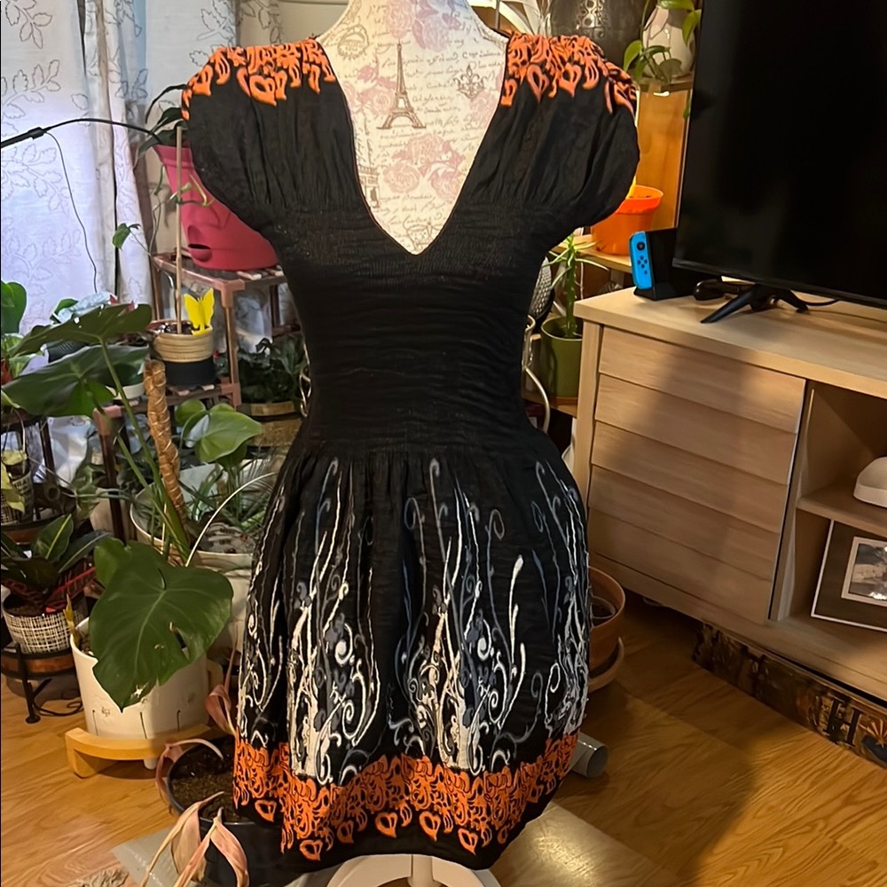 Elegant Black and Orange Dress